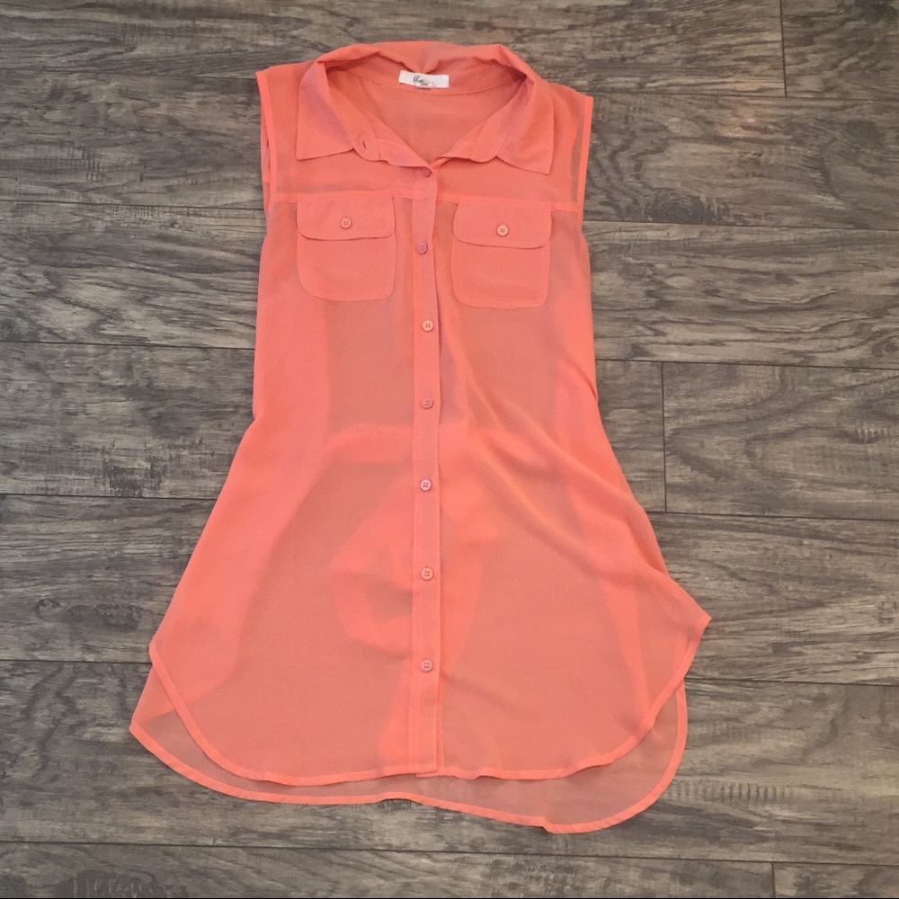 Peach Button Up